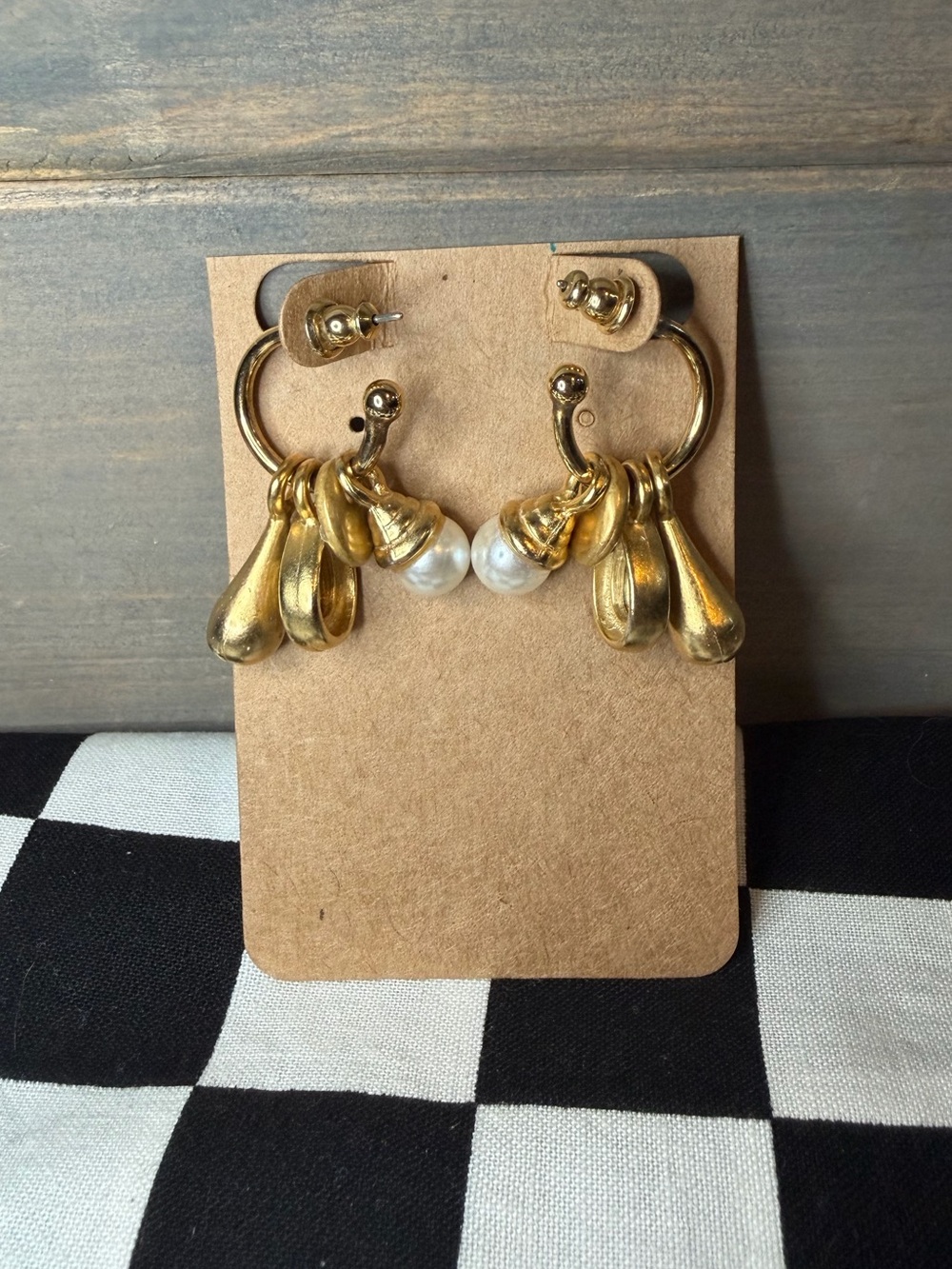 Vintage Trifari Hoop Dangle Earrings